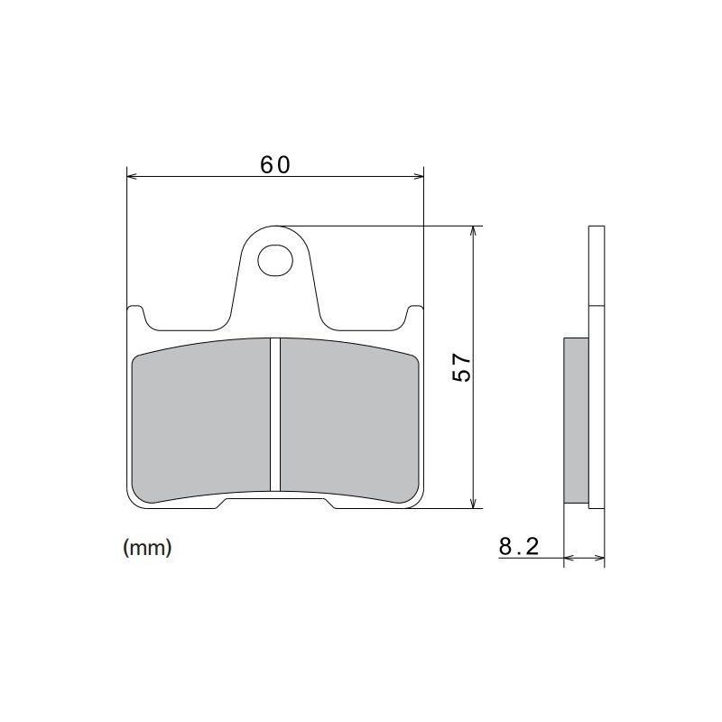 Zavorne ploščice NISSIN pol-kovinska zmes 60x57x8,2 mm 2 kos