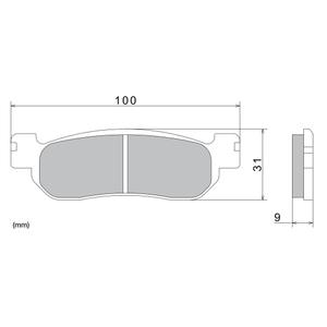 Zavorne ploščice NISSIN pol-kovinske zmesi 100x31x9 mm 2 kos