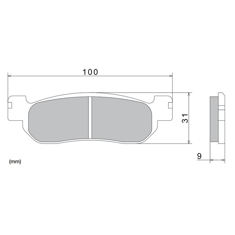 Zavorne ploščice NISSIN pol-kovinske zmesi 100x31x9 mm 2 kos