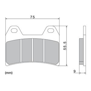 Zavorne ploščice NISSIN pol-kovinske zmesi 76x55,5x9 mm 2 kos