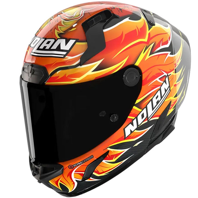 Motoristična čelada Nolan X-804 RS Ultra Carbon Replica Iannone 368 črno-rdeče-oranžno-rumena