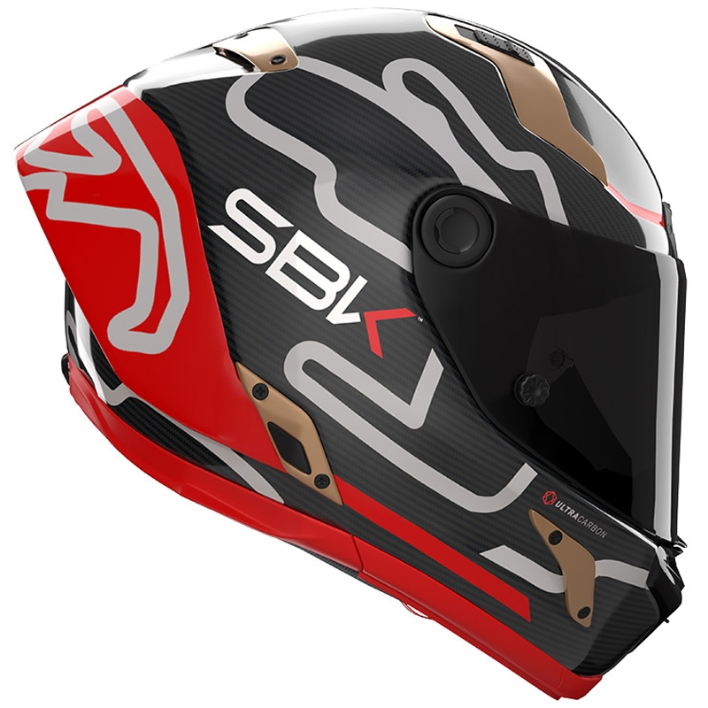 Moto čelada Nolan X-804 RS Ultra Carbon SBK Full Face, sijajna črno-rdeče-zlata