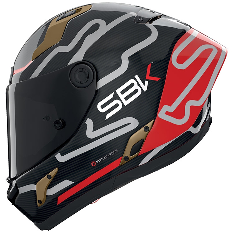 Moto čelada Nolan X-804 RS Ultra Carbon SBK Full Face, sijajna črno-rdeče-zlata