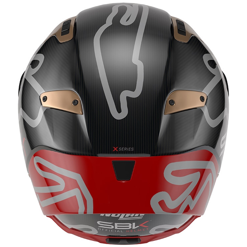 Moto čelada Nolan X-804 RS Ultra Carbon SBK Full Face, sijajna črno-rdeče-zlata