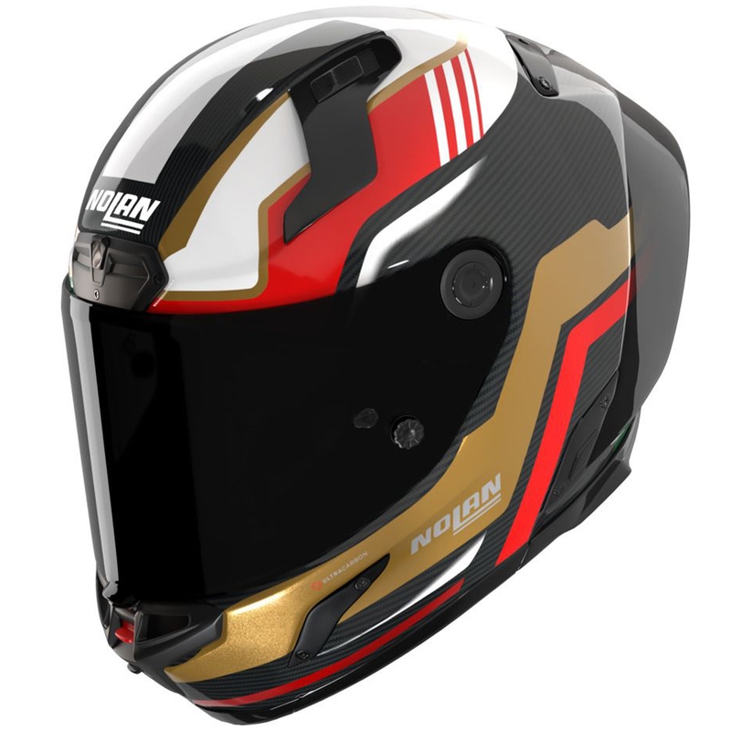 Motoristična čelada Nolan X-804 RS Ultra Carbon Piega, sijajna črno-zlato-rdeče-zelena
