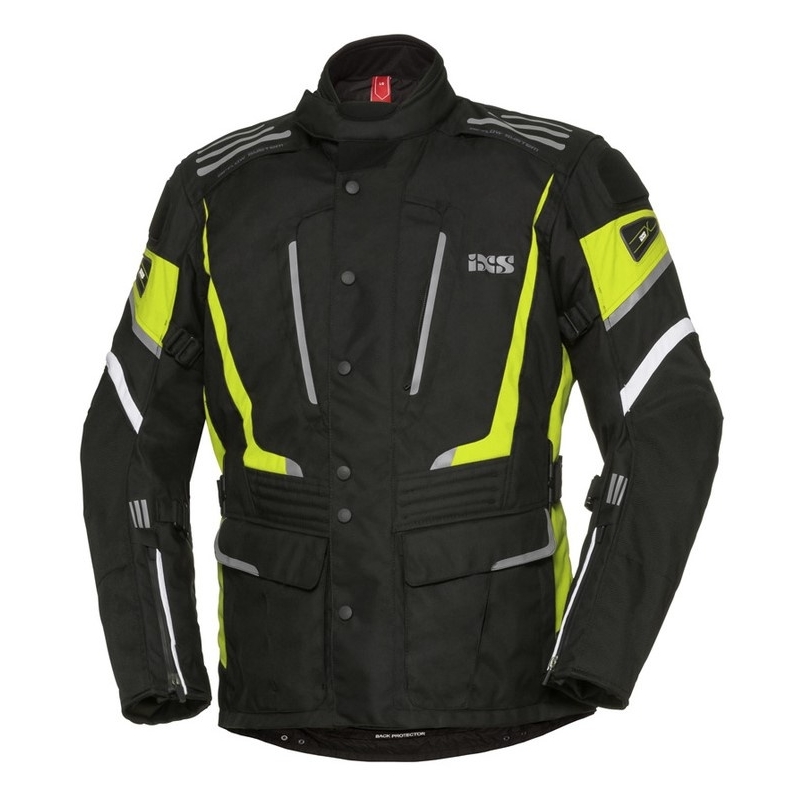 Ženska motoristična jakna iXS Powells Black-White-Fluo Yellow