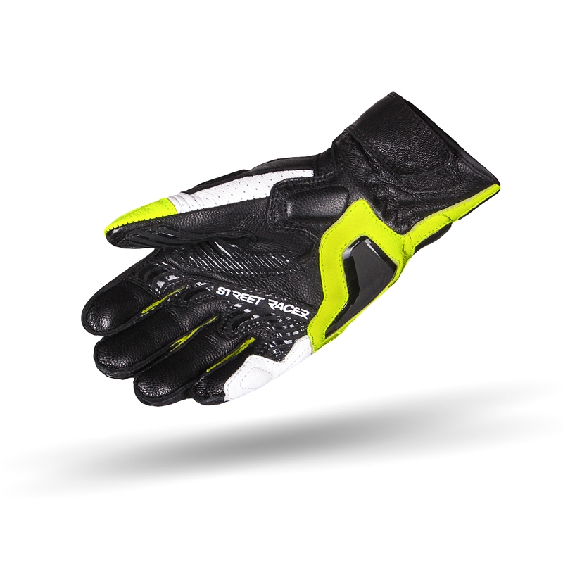 Motoristične rokavice Street Racer XTR črno-bele-fluo rumene - razprodaja