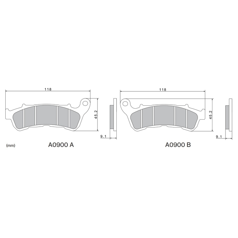 Zavorne ploščice NISSIN pol-kovinske zmesi 118x45,2x9,1 mm 2 kos