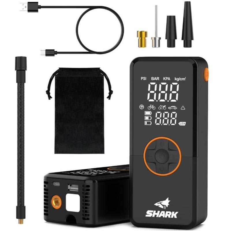 Baterijski kompresor s prenosno baterijo SHARK BP-150 črne barve
