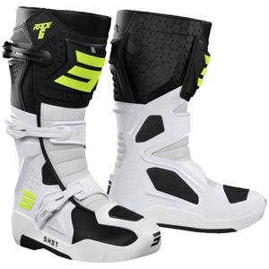 Shot Race 6 Black-White-Fluo Yellow Motorcycle Boots