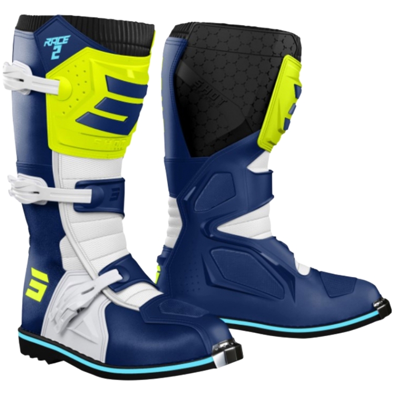 Motokros škornji Shot Race 2 modro-belo-fluo rumeni