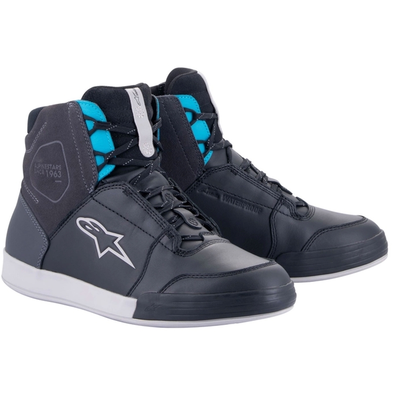 Ženski motoristični škornji Alpinestars Stella Chrome Drystar črno-sivo-modri