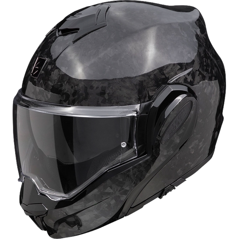 Scorpion EXO-TECH EVO ONYX CARBON Solid preklopna motoristična čelada črne barve