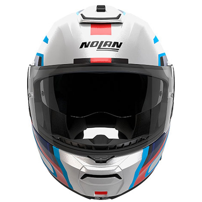 Preklopna motoristična čelada Nolan N100-6 Radiante N-COM 358 belo-sivo-modra