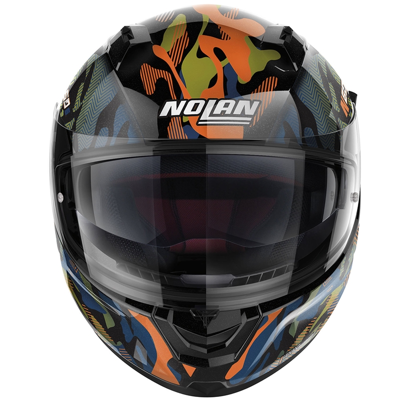Motoristična čelada Nolan N60-6 Foxtrot 34 črno-oranžno-modra