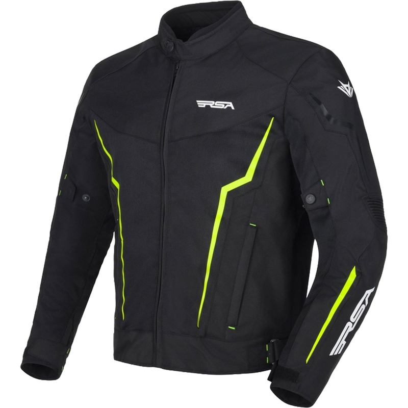 Motoristična jakna RSA Bolt črno-bela-fluo rumena