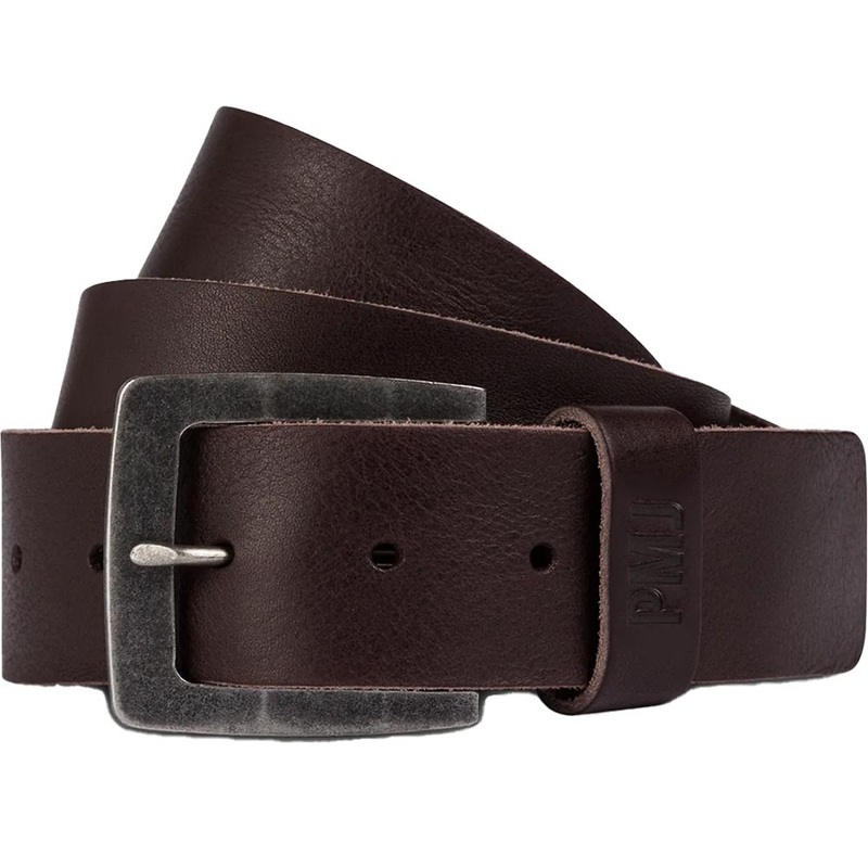 Usnjen motoristični pas PMJ Leather Belt rjave barve razprodaja