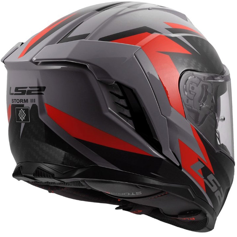 Celoobrazna motoristična čelada LS2 FF818 Storm III Dynamo sijajna sivo-rdeča