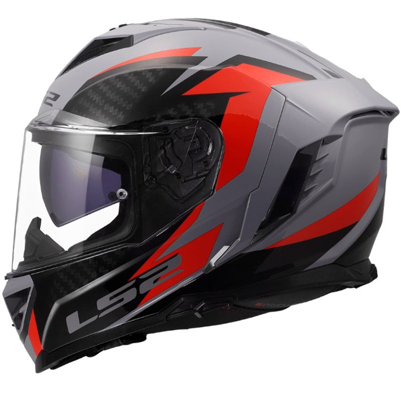 Celoobrazna motoristična čelada LS2 FF818 Storm III Dynamo sijajna sivo-rdeča
