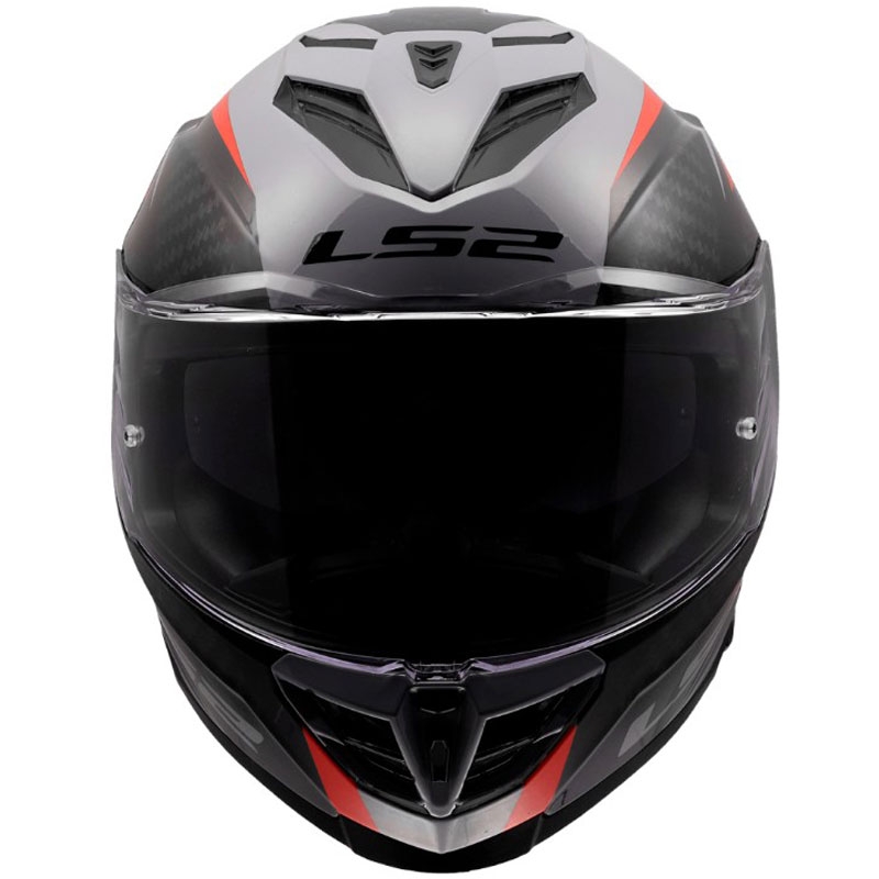 Celoobrazna motoristična čelada LS2 FF818 Storm III Dynamo sijajna sivo-rdeča
