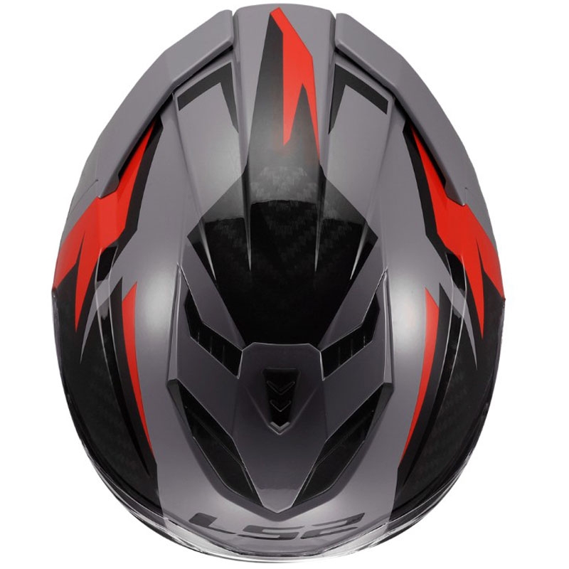 Celoobrazna motoristična čelada LS2 FF818 Storm III Dynamo sijajna sivo-rdeča