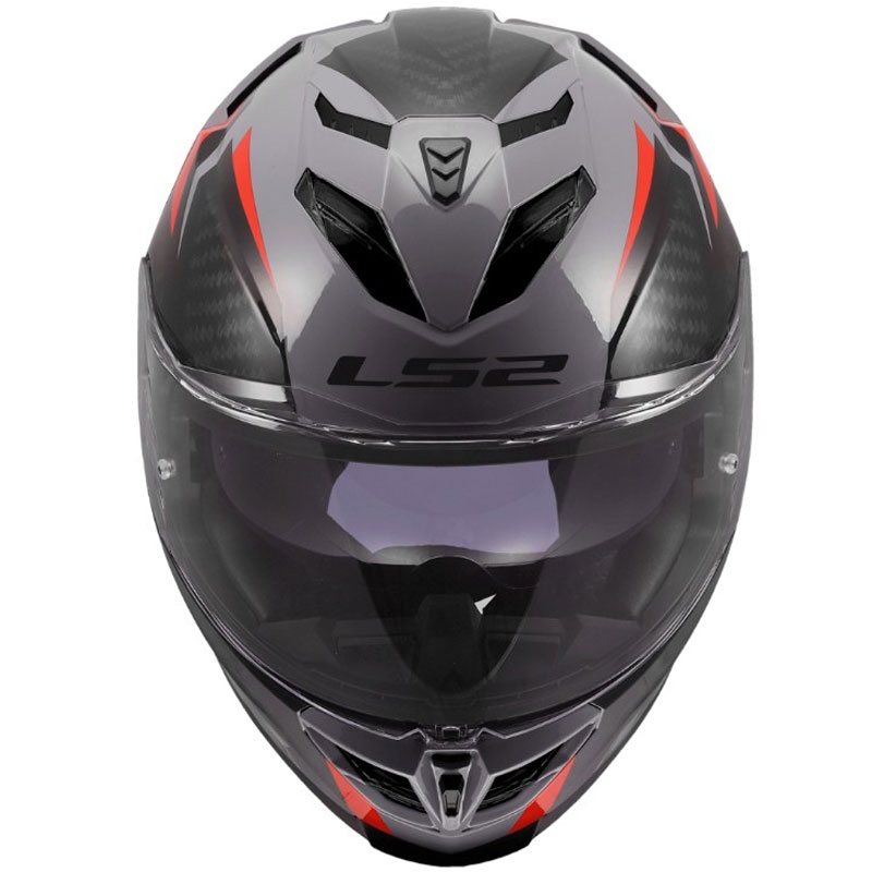 Celoobrazna motoristična čelada LS2 FF818 Storm III Dynamo sijajna sivo-rdeča