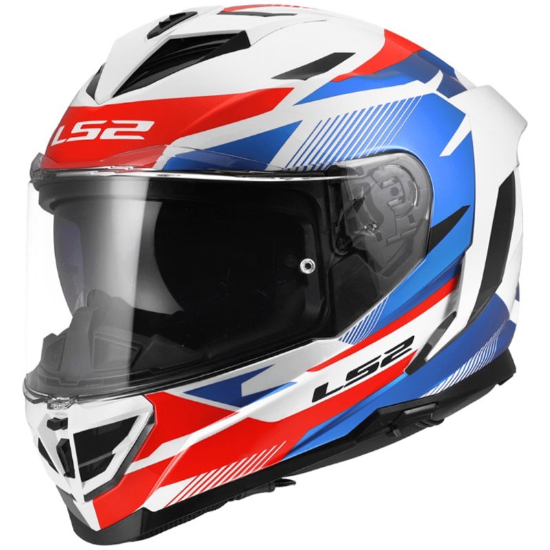 Motoristična čelada LS2 FF818 Storm III Komai, sijajna belo-modro-rdeča
