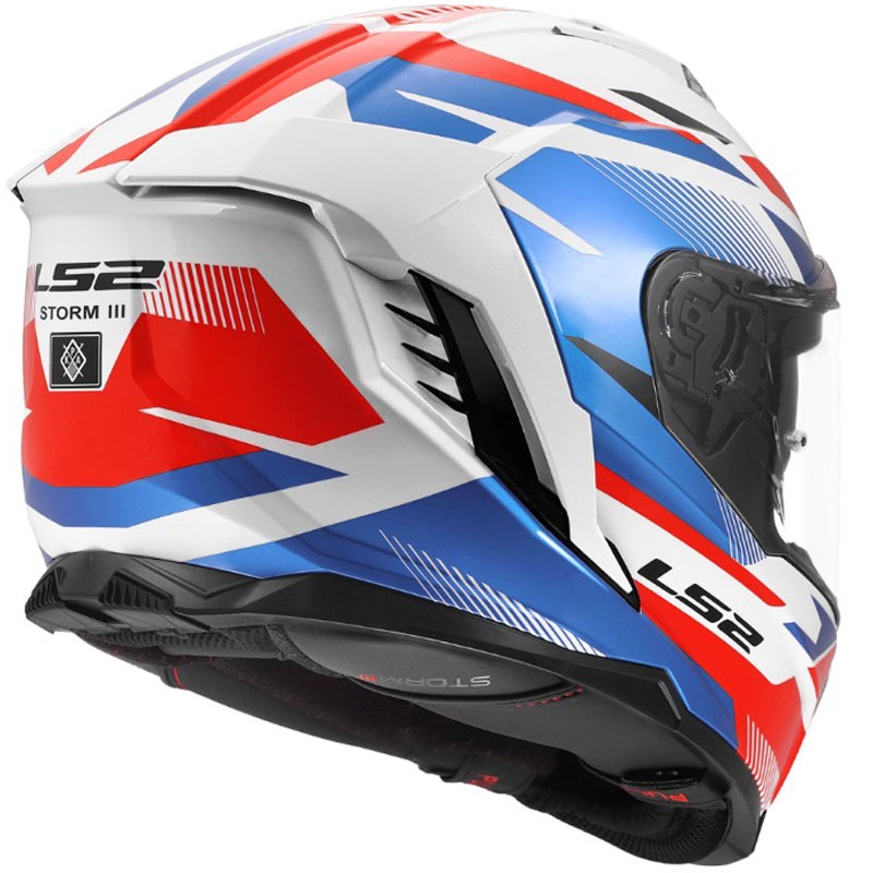 Motoristična čelada LS2 FF818 Storm III Komai, sijajna belo-modro-rdeča