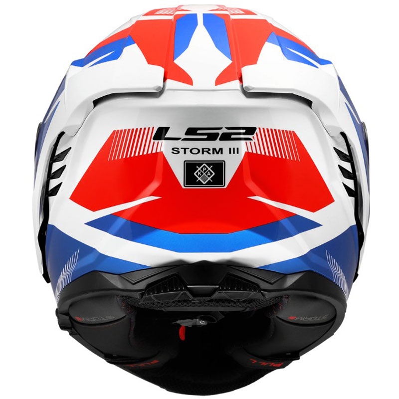 Motoristična čelada LS2 FF818 Storm III Komai, sijajna belo-modro-rdeča