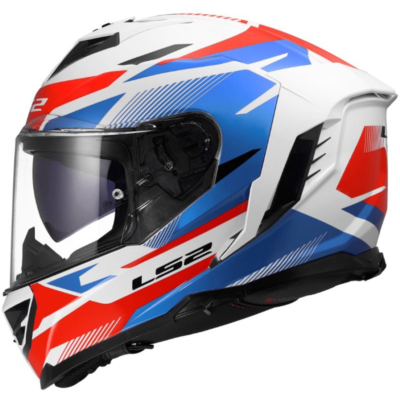 Motoristična čelada LS2 FF818 Storm III Komai, sijajna belo-modro-rdeča