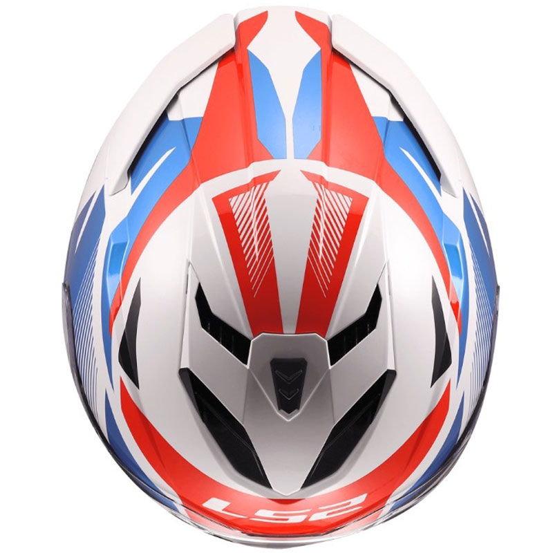 Motoristična čelada LS2 FF818 Storm III Komai, sijajna belo-modro-rdeča
