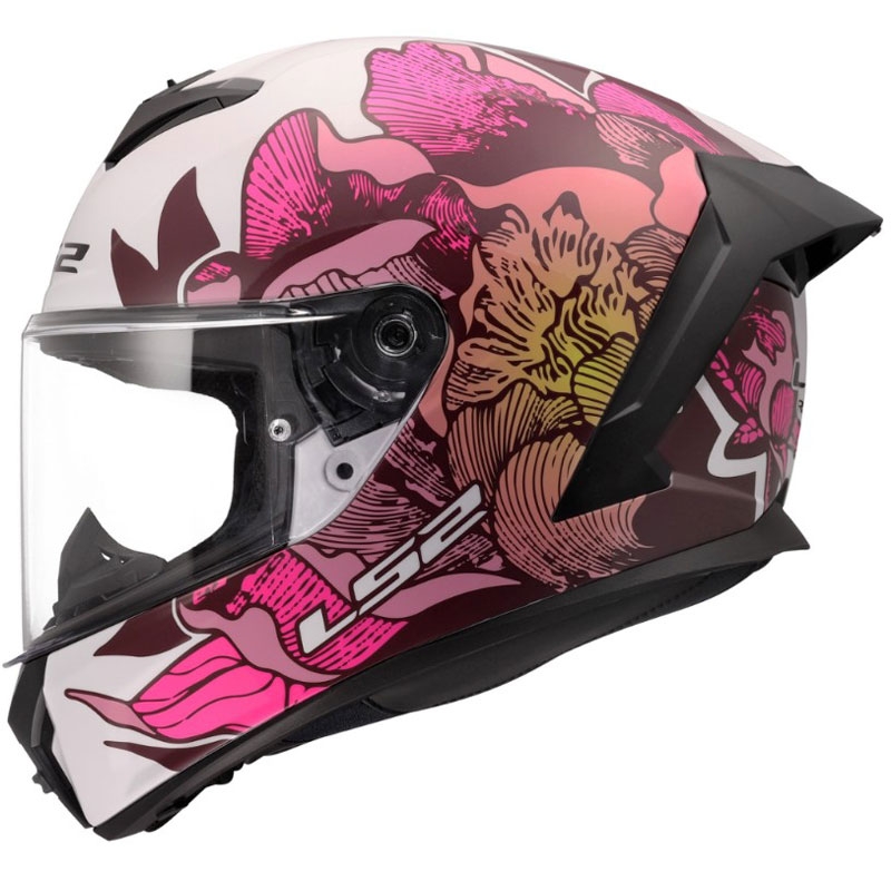 Motoristična čelada LS2 FF820 Rapid III Poppies II, sijajna belo-roza