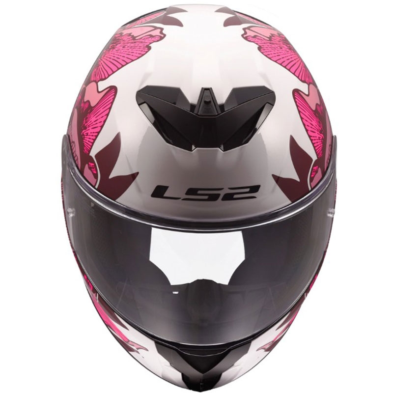 Motoristična čelada LS2 FF820 Rapid III Poppies II, sijajna belo-roza