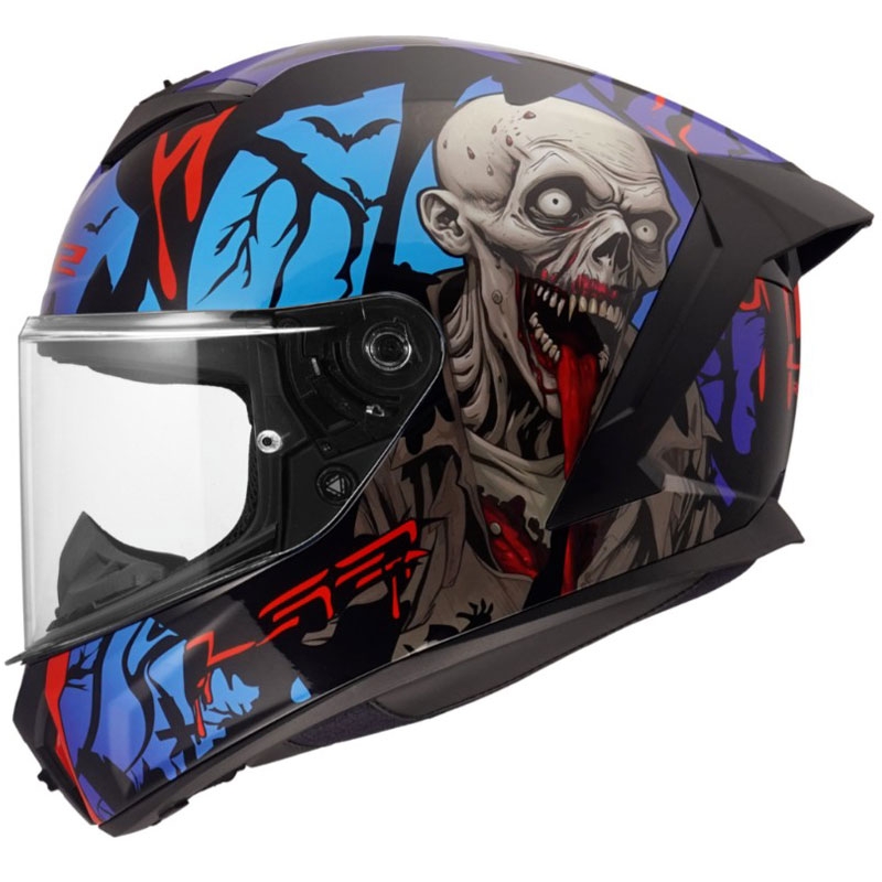 Motoristična čelada LS2 FF820 Rapid III Zombie II, sijajna črno-rdeče-modra