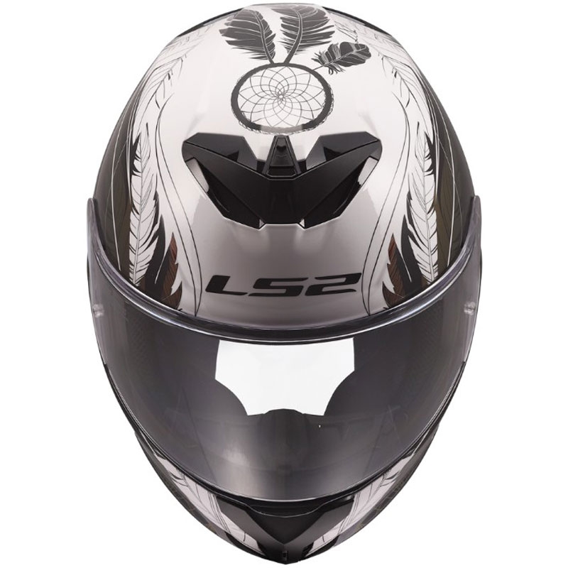Motoristična čelada LS2 FF820 Rapid III Boho, sijajna bela-črna-roza
