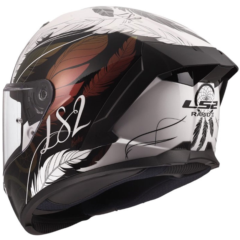 Motoristična čelada LS2 FF820 Rapid III Boho, sijajna bela-črna-roza