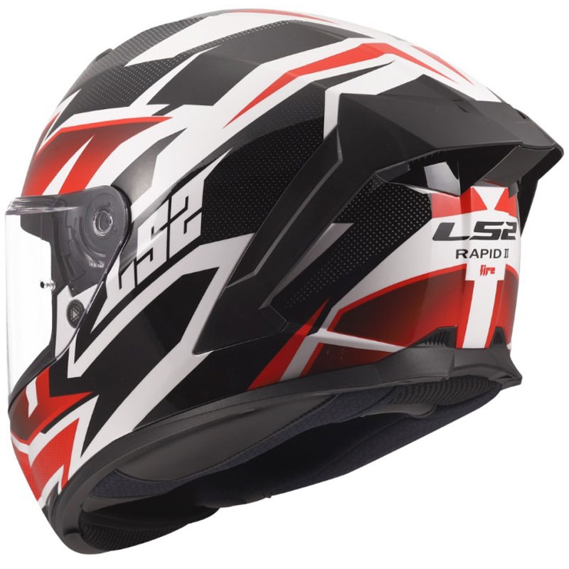 LS2 FF820 Rapid III Xtrem motoristična čelada z integriranim obrazom, sijajna bela-črna-rdeča