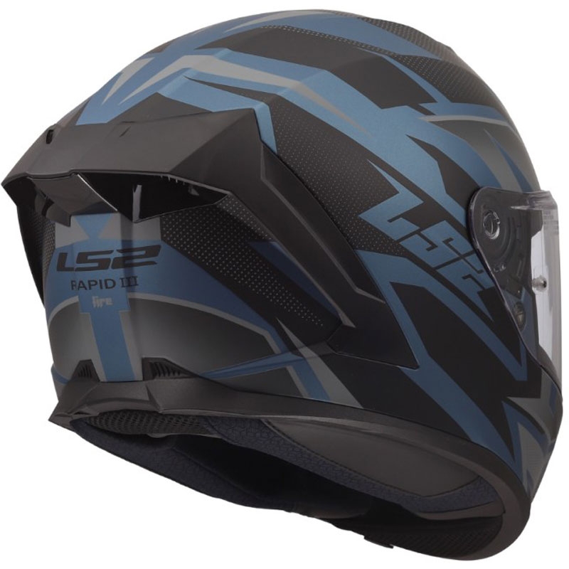 LS2 FF820 Rapid III Xtrem motoristična čelada z integriranim obrazom, mat črno-modro-bencin