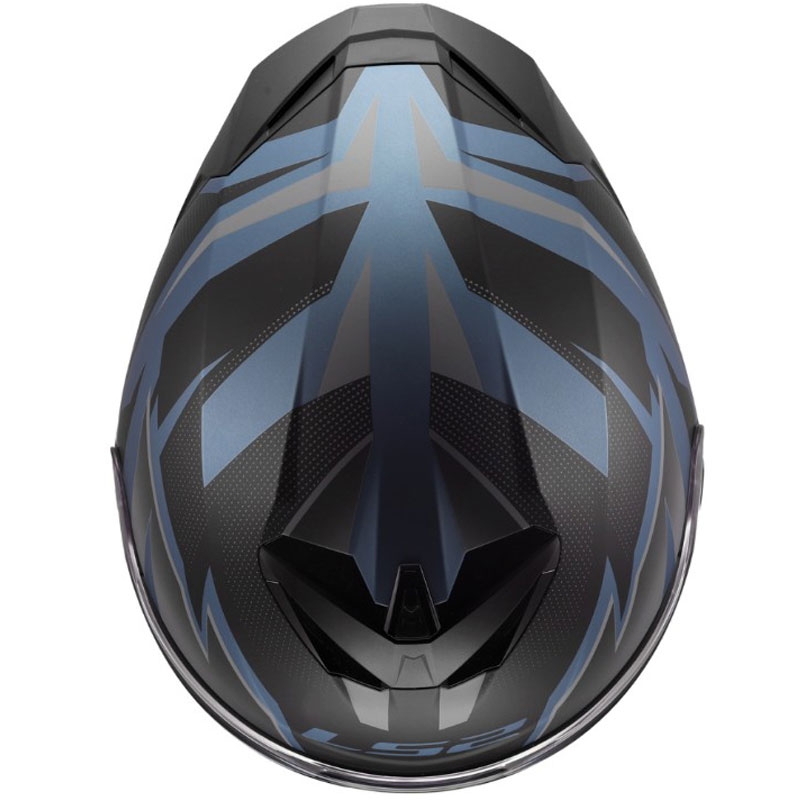 LS2 FF820 Rapid III Xtrem motoristična čelada z integriranim obrazom, mat črno-modro-bencin