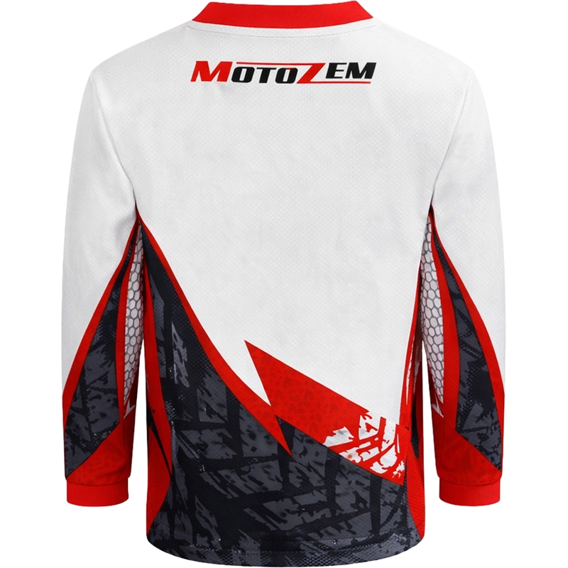 Otroški motokros dres MotoZem Ground MX belo-črno-rdeč
