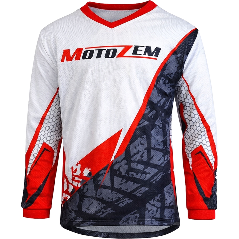 Otroški motokros dres MotoZem Ground MX belo-črno-rdeč