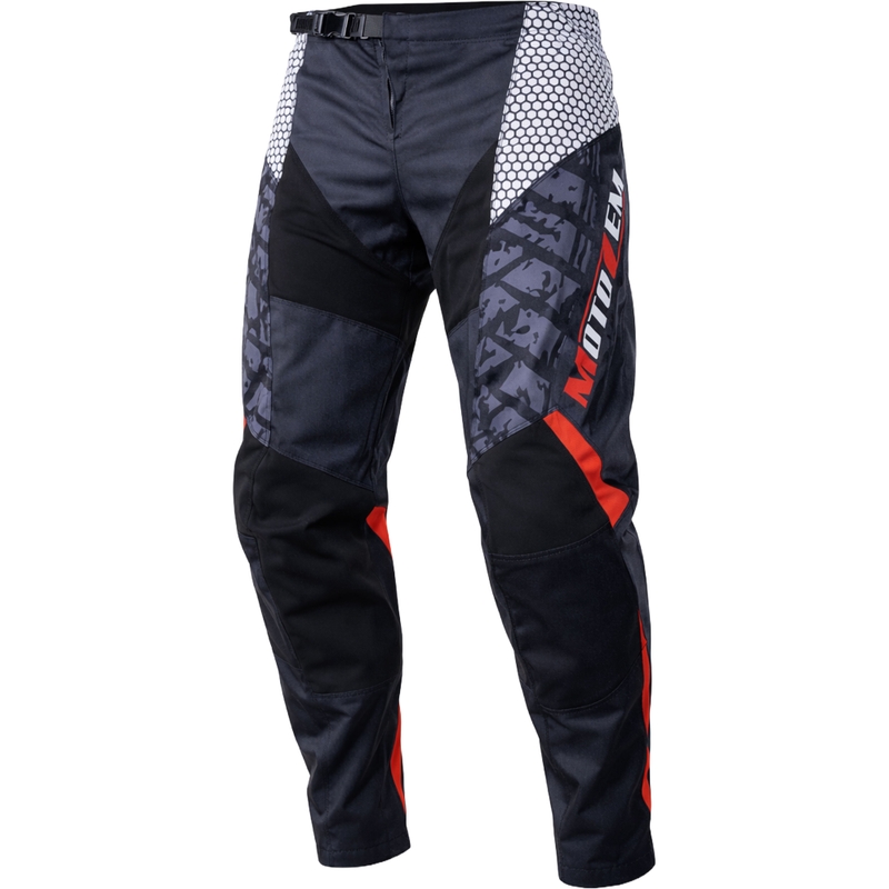 MotoZem Ground MX motokros hlače črno-belo-rdeče