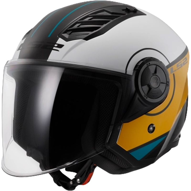 Odprta motoristična čelada LS2 OF616 Airflow II Cover sijajna belo-rjava