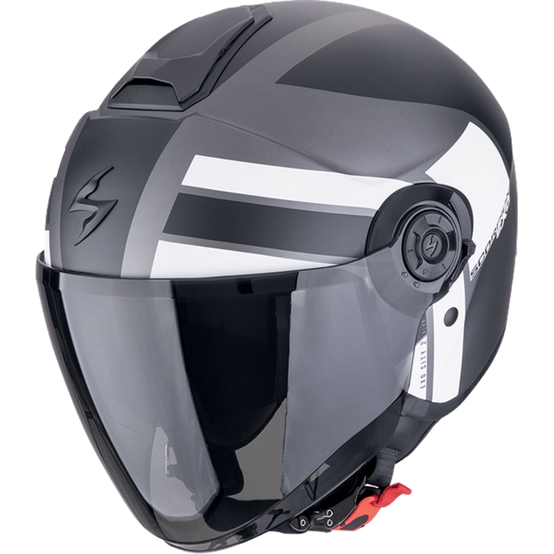 Odprta motoristična čelada Scorpion EXO-CITY II BLUR mat srebrno-črno-bela razprodaja