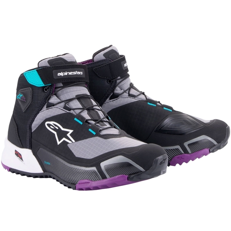 Alpinestars ženski motoristični škornji Stella CR-X Drystar črno-sivo-vijolično-turkizno