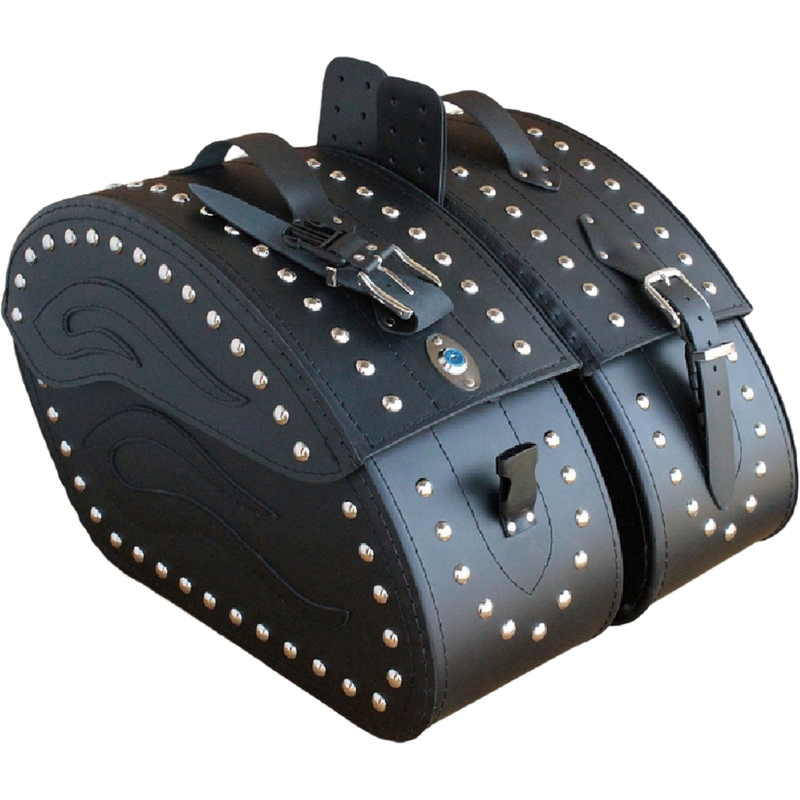 Usnjene motoristične torbe z zakovicami RSA S263B črne barve