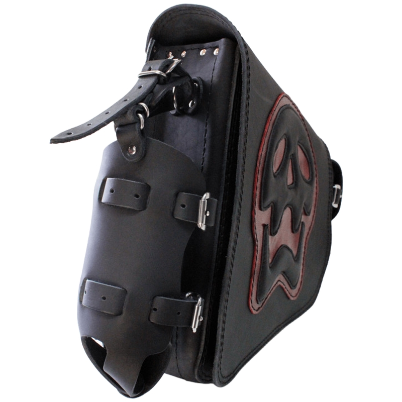 Usnjena motoristična torba RSA S493 Skull HD Softail črno-rdeča