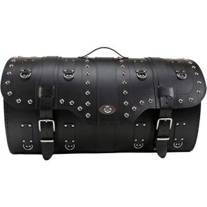 Usnjen kovček za motor z zaklepom in zakovicami RSA K160 črne barve