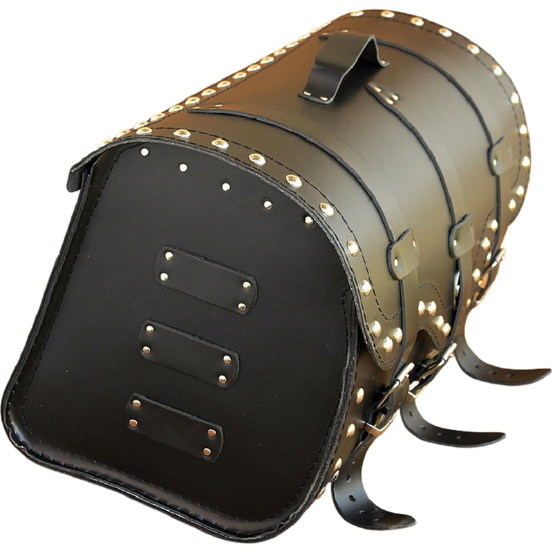 Usnjen kovček za motor z zaklepom in zakovicami RSA K155 črne barve