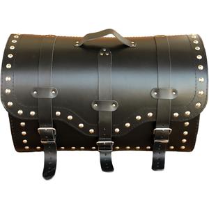 Usnjen kovček za motor z zaklepom in zakovicami RSA K155 črne barve